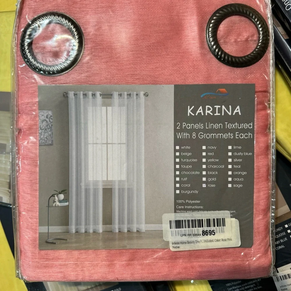 Carina Rose 2 panels linen textured with 8 grommets each